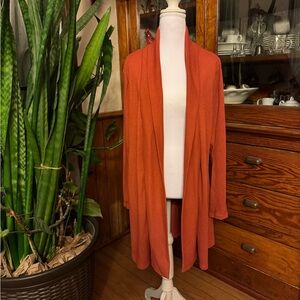 Attitudes by Renee Open Front Cardigan - Warm Orange